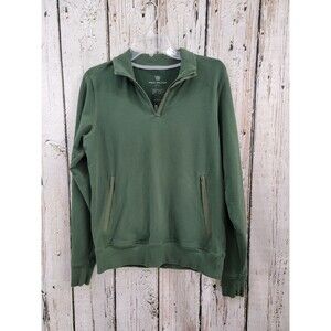 Mack Weldon Men's Small 1/4 Zip Green Pullover Sweater Sweatshirt Pockets EUC‎